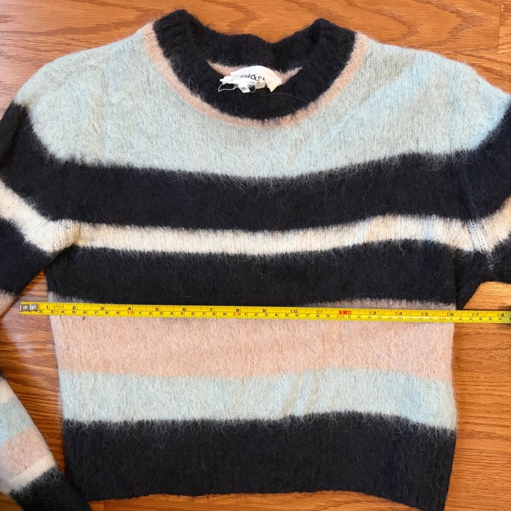 ba&sh Maria Stripe Alpaca Blend Sweater XS Fuzzy Soft Girl Balletcore Cozy - Picture 6 of 8